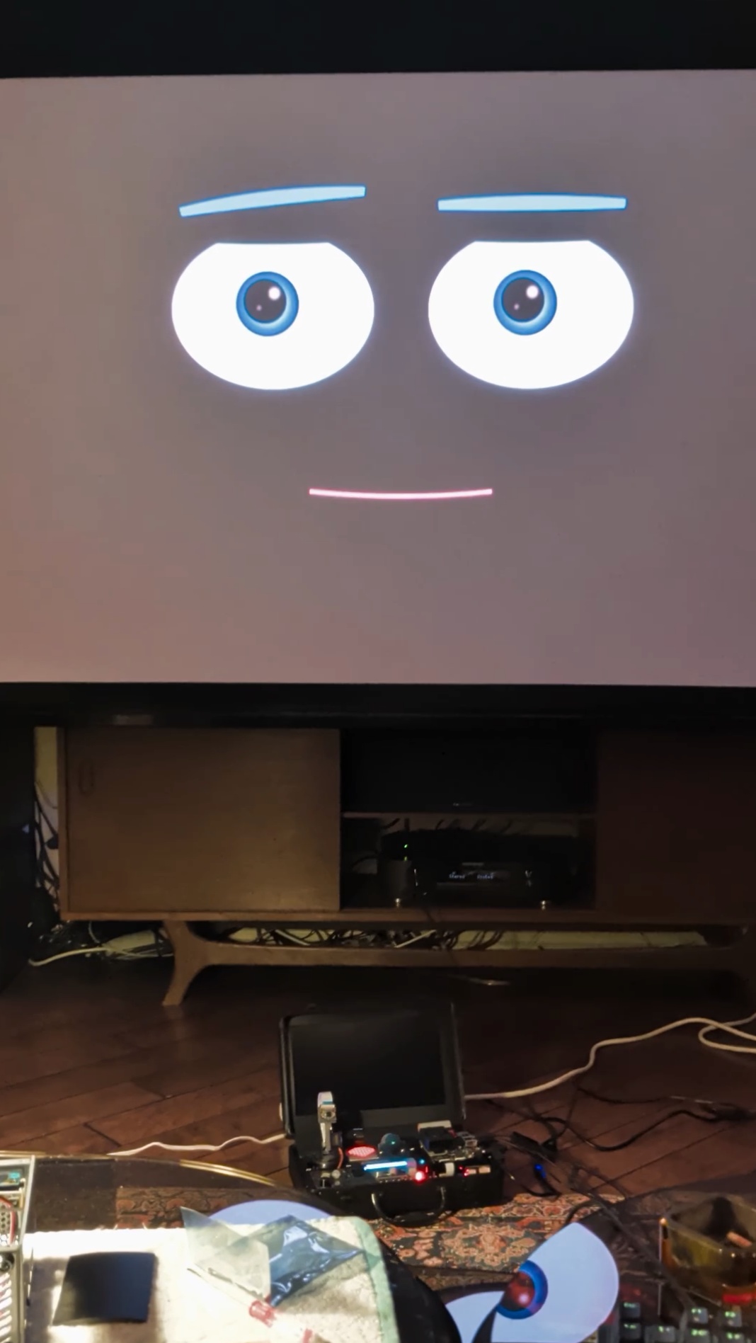 Sparky's face projected when the built-in display broke